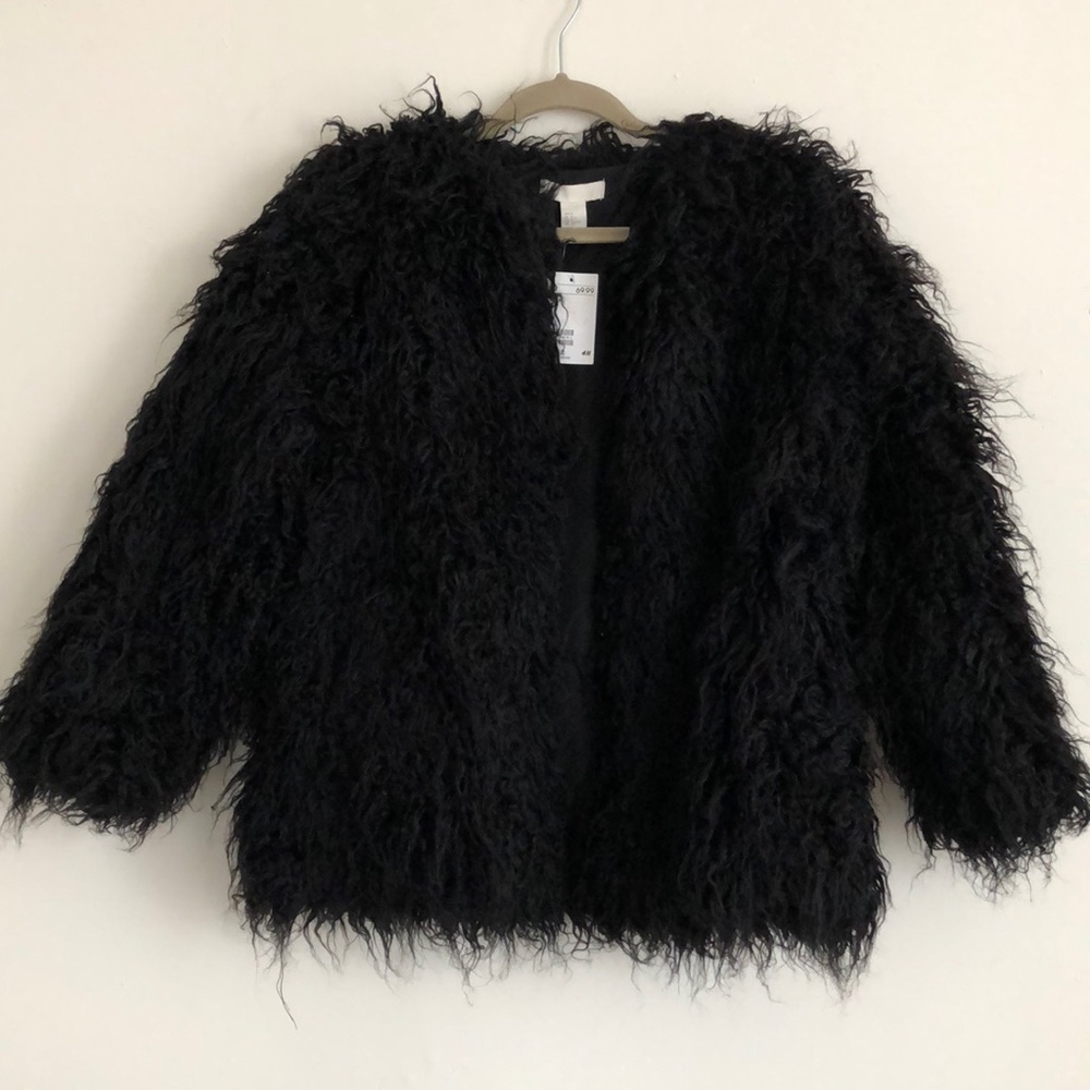 Black faux fur jacket